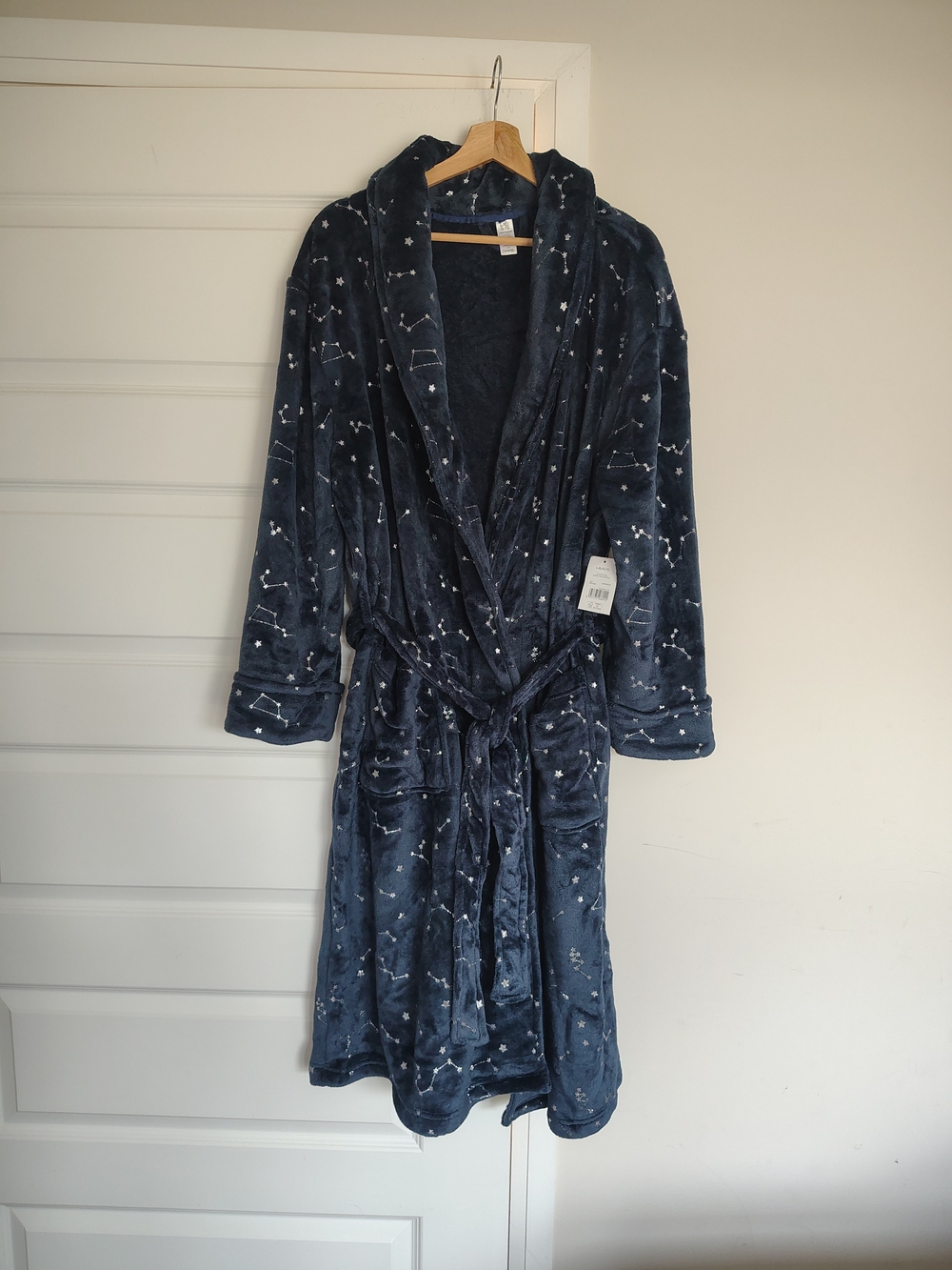 Women's Navy Star-Print Plush Robe